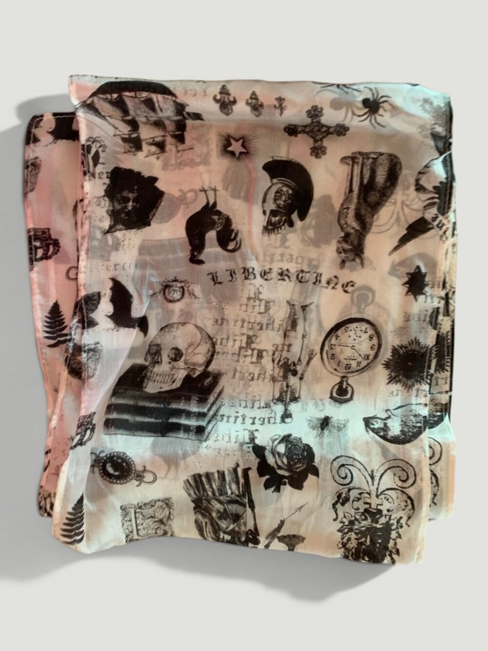 Whimsical scull silk scarf - Picture 2 of 10